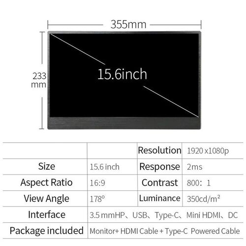 Portable monitor 15.6 inch touch screen pc IPS LCD Display 1