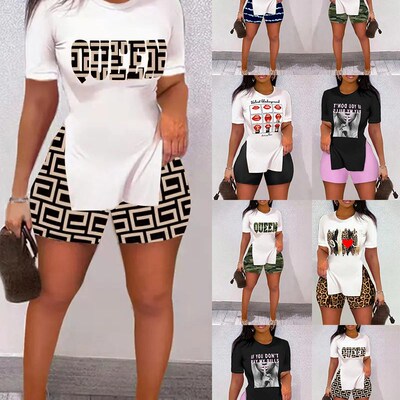 Summer Spring Fashion Casual Tshirt Women 2pcs Clothes Set S