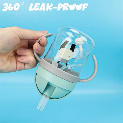 Kids Water Bottle 250ml/350ml with Straw & Anti Leak Silicon