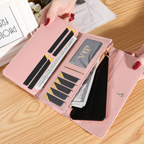 Women Wallet Lady Clutch Leather Plaid Hasp Female Wallets L