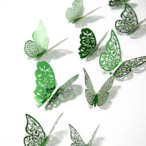 12Pcs 3D Butterflies Wall Stickers Hollow Purple Blue Butter