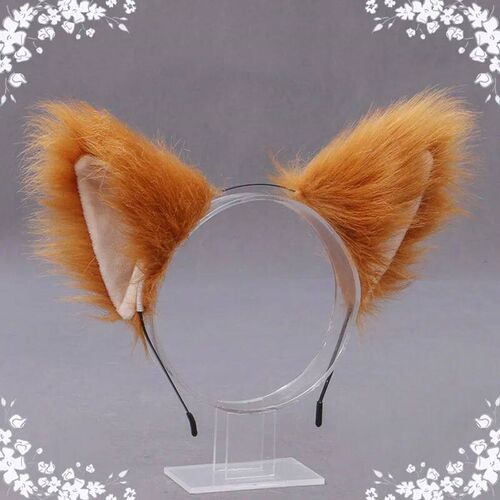 Fashion Girl Cute Cat Fox Ear Long Fur Plush Hair Hoop