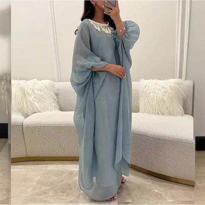 Cotton and linen flowing Su lantern sleeve dress