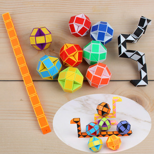 6Pcs Folding Magic Snake Ruler Puzzle Antistress Cube Educat
