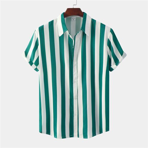 Mens plus size striped printed short sleeved shirt mens