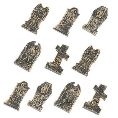 10 Pcs Tombstone Decor Skull Decoration Halloween Model