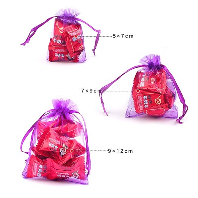 100pcs/lot Organza Bag 5*7cm,7*9cm,9x12cm Christmas Wedding