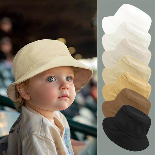 Summer Kids Sun Hat Plain Cotton ParentChild Adjustable UV P