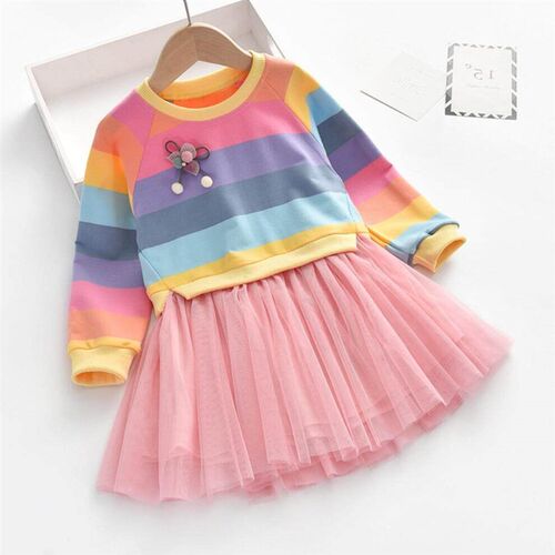 Baby Girls Dress Princess Autumn Sweater Fleece Gauze Tutu D