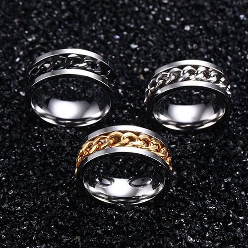 Vnox 8mm Rotatable Chain Ring For Men Women Stainless Steel