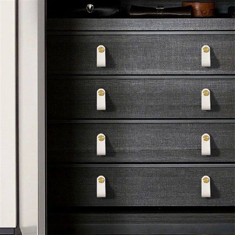 2pc Kitchen Eco-Friendly Wardrobe Leather Door Handles - 实物图