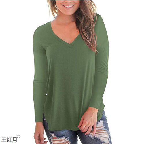 Plus Size S-5xl Summer Women Long Sleeve Women Top V-neck