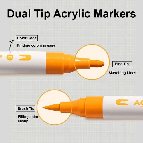 Deli Paint Markers Dual Tip Quick Drying Acrylic Marker Pens