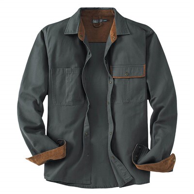 Mens workwear shirt, lapel corduroy top, plus size