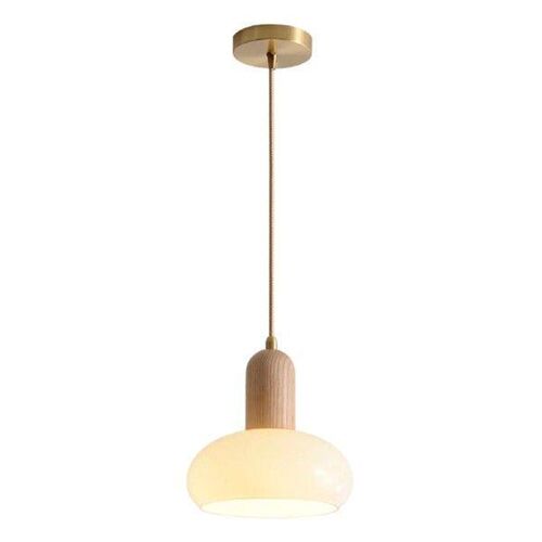 Wood Glass Pendant Light E27 Lighting Fixture Home Decor