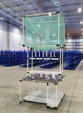 电商单人打包台仓库工作桌快递产品包装桌子复核台线棒架定制