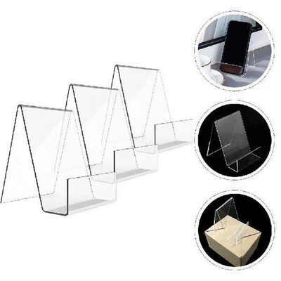 3 Pcs Book Stand Transparent Display Acrylic Bookshelf