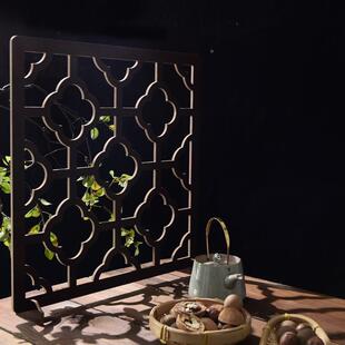 复古663国道风美食拍照摄影具造新中式窗格制光影摄背景板木纹拍