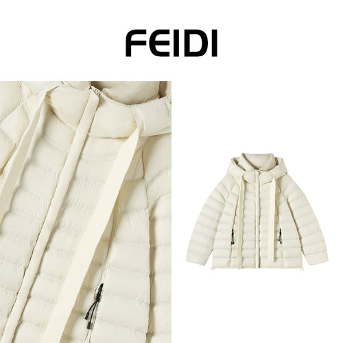 FEIDI斐迪    针织飘带连帽排骨鹅绒外套    FD5161