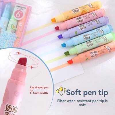 6pcs Creamy Fruity Aroma Highlighters Pastel Cute Highlighte
