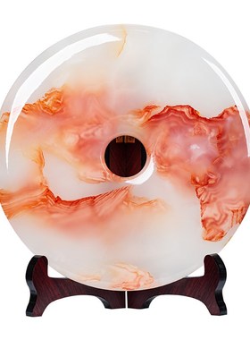 石诚记玉石平安扣摆件小号天然石中式客厅玄关摆设办公室桌面装饰