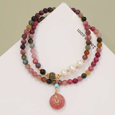 Natural Tourmaline Brlet Rainbow Candy Color Ins Wind Jewelr