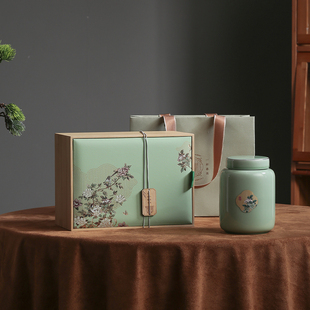 2023绿茶西湖龙井碧螺春通用陶瓷茶叶罐包装密封0克高档空竹盒