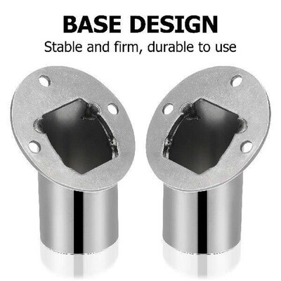 2 Pcs Bevel Angle Flange Base U Bracket Closet Bar Stand