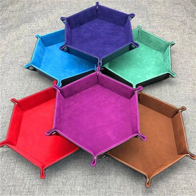 Rolling Folding Hexagon Dice Game Storage Tray Holder Double