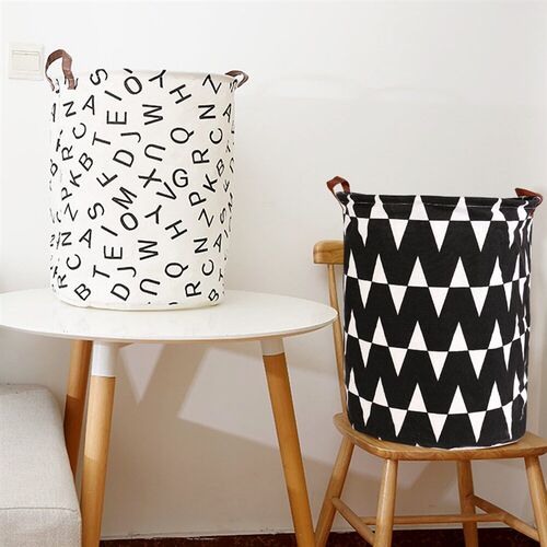 1pc Folding Laundry Basket Round Storage Bin Bag Large Hampe