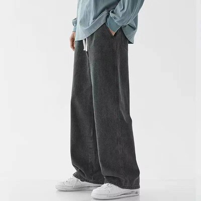 New 2024 Hot Selling Korean Mens Casual Long Denim Classic