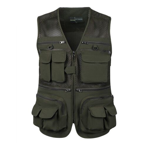 Mens Multi-pocket Plus Size Mesh Plus Size Vest Thin Photog