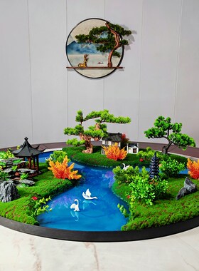 酒店餐桌中间摆花桌摆转盘花装饰品高端饭店餐厅饭桌微缩景观摆件