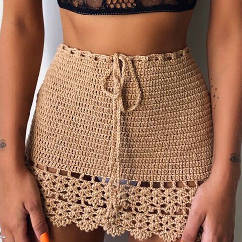 Aproms Elegant Handmade Cotton Crochet Mini Skirts Women