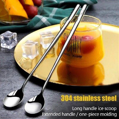 Long Handled 304 Stainless Steel Coffee Spoon Ice Cream