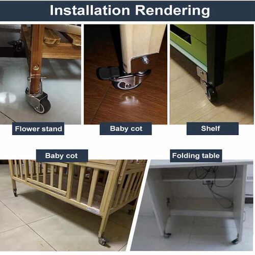 4Pack 2inch Furniture Crib Casters Cabinet Clamp with Brake