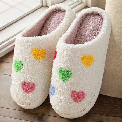 Plush Heart Slippers Thermal Love Slippers Comfortable Soft