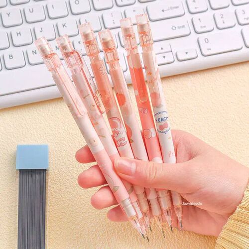1 Pcs 0.5mm Honey Peach Cute Press Automatic Mechanical Penc