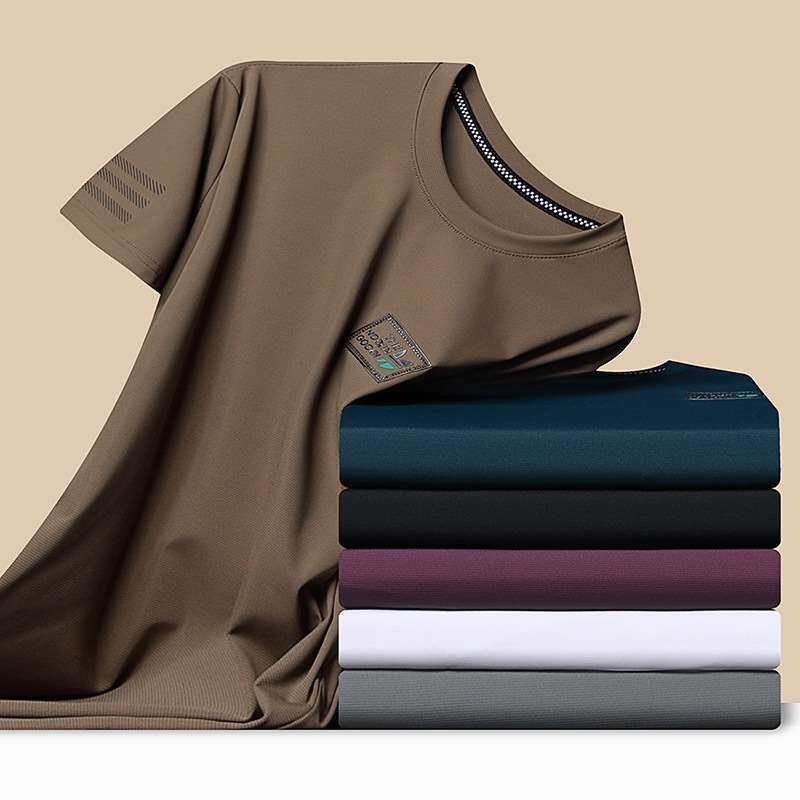 Waffles Short-sleeved Sweater Mens Summer New Fashion Casua - 实物图