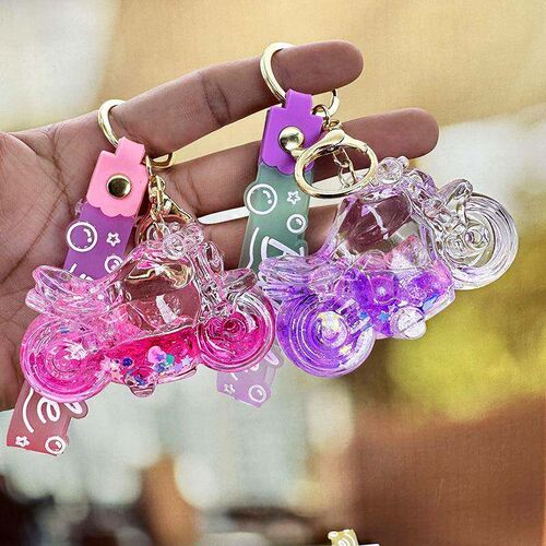 Creative Dreamy Colorful Motorcycle Drifting Bottle Keychai