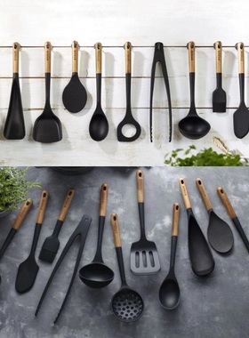 stub铸铁锅专用木柄硅胶铲不粘锅铲炒菜锅铲漏勺汤勺饭勺 牛排夹