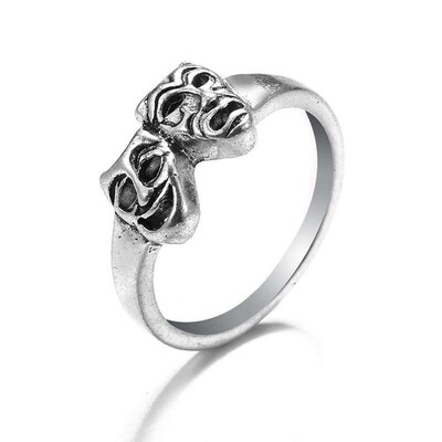 New retro double face skull casting ring ring exaggerated pe
