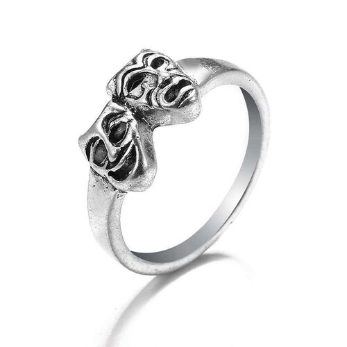 New retro double face skull casting ring ring exaggerated pe