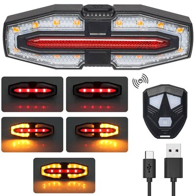 Rechargeable Bike Tail Light with Turn Signals Bicycle Rear