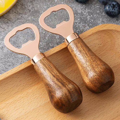 Stainless Steel Bottle Opener with Real Acacia Wood Handle,