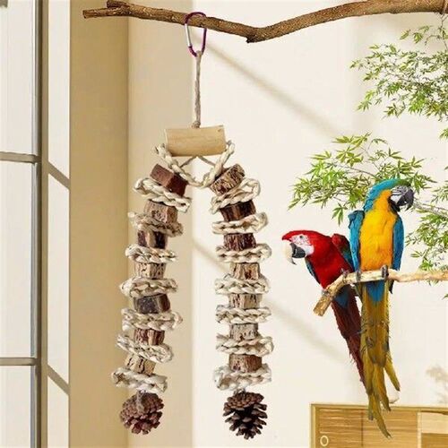 Safe Non-toxic Bird Toy Handmade Natural Wood Parrot Toy