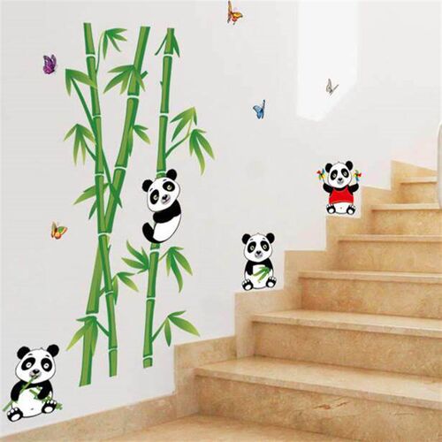 Cute Panda Bamboo cartoon wall stickers Office bedroom livin