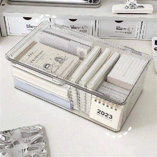 Desktop Storage Box Transparent Desk Stationery Hand