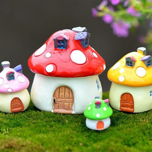 3 Sizes Mushroom House Resin Fairy Garden Craft Miniat