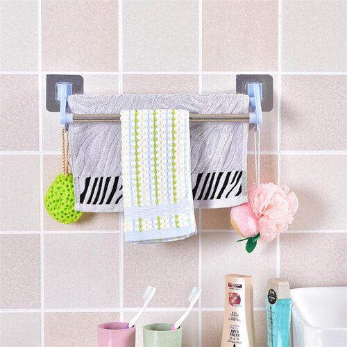 No-drill, traceless double-bar towel rack for bath towels, b